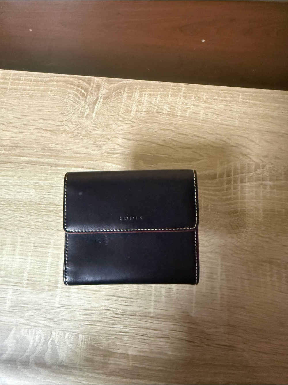 Lodis black leather/red interior wallet